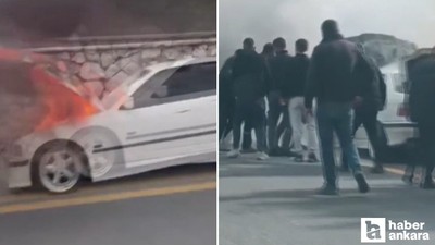 Ankara'da seyir halindeki araçta yangın çıktı!