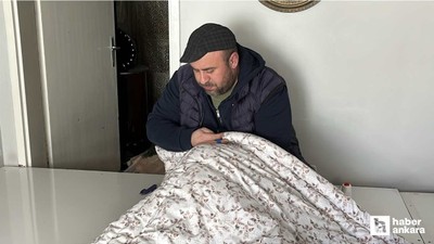 Çubuk'ta babasından öğrendiği yorgancılık mesleğini devam ettiriyor