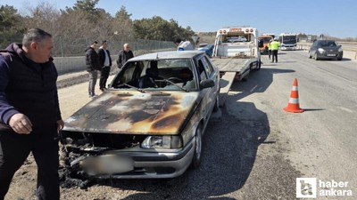 Elmadağ'da seyir halindeki araç yandı!