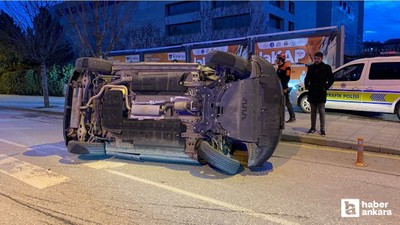 Çorum'da minibüs ile çarpışan cip devrilip yan yattı