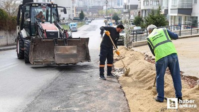 Etimesgut'ta kaldırım, bordür ve tretuvar çalışmaları sürüyor