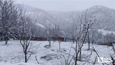 Beypazarı'nın yüksek kesimleri kar yağışıyla beyaza büründü