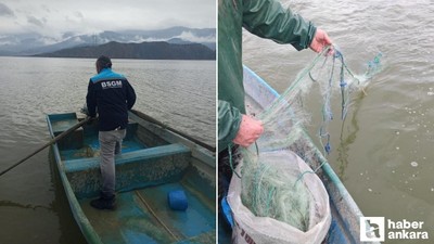Çorum'da denetimlerde gölde 800 metrelik kaçak balık ağı tespit edildi