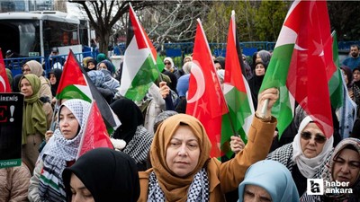 ABD'nin Ankara Büyükelçiliği önünde İsrail'e Filistin protestosu