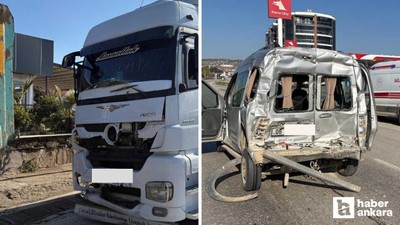 İzmir-Ankara yolunda tır hafif araca çarptı: 3 kişi yaralandı