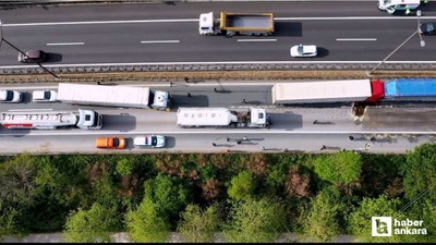 TEM'de 6 tırlı zincirleme trafik kazası! Ankara istikameti trafiğe kapandı!