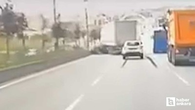 Gölbaşı'nda kamyon ile otomobil çarpıştı: 1 yaralı