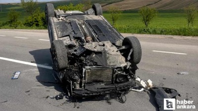 Kırıkkale - Ankara yolunda kaza: Araç takla attı, 1 kişi yaralandı