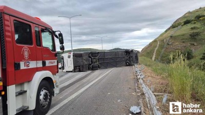 Susurluk'ta yolcu otobüsü devrildi: 25 kişi yaralandı!