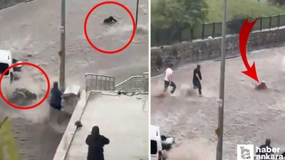 Keçiören'de bir vatandaş sel sularına kapıldı