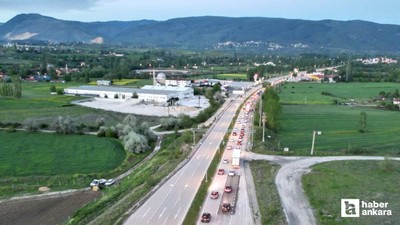 Çankırı-Ankara kara yolunda trafik yoğunluğu yaşanıyor
