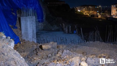 Ankara'da bir apartmanın istinat duvarında çökme meydana geldi