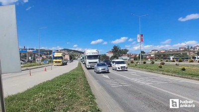 Samsun-Ankara kara yolunun Havza geçişinde trafik sıkışıklığı