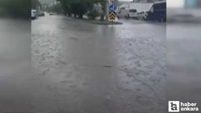 Elmadağ'da etkili olan sağanak günlük hayatı olumsuz etkiledi