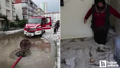 Kahramankazan'da etkili olan dolu yağışı sonrasında bazı evleri su bastı
