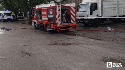Beypazarı'nda bir işletmede çıkan yangını itfaiye söndürdü