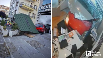 Keçiören'de kaza yapan araç müzik kursuna daldı!