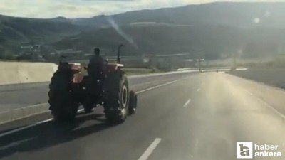 Çankırı'da hız sınırını aşan traktör sürücüsü kameralara yansıdı
