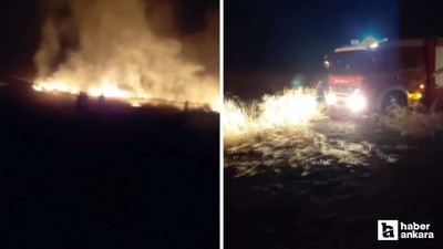 Beypazarı'nda boş arazide çıkan yangın buğday tarlasına sıçramadan söndürüldü