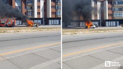 Gölbaşı'nda park halindeki araçta yangın: Otomobil kullanılamaz hale geldi