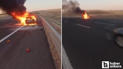 Ankara-Niğde otoyolunda korkutan araç yangını!