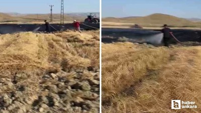 Beypazarı'nda otluk alanda çıkan yangını itfaiye söndürdü