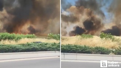 Yenimahalle'de çıkan yangına havadan ve karadan müdahale sürüyor