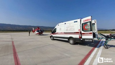 14 yaşındaki hasta çocuk, ambulans helikopterle Tokat'tan Ankara'ya getirildi