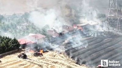 Sincan'da ekili arazideki yangın evlere sıçradı