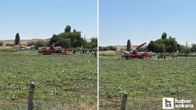 Sincan'da düşen eğitim helikopteri vinçle olay yerinden kaldırıldı