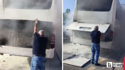 Polatlı'da seyir halindeki otobüste çıkan yangın korkuttu