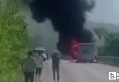 Ankara Kızılcahamam'da karavan yangını!