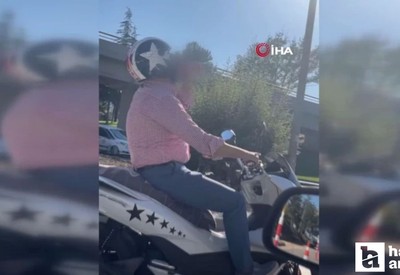 Ankara Altındağ'da motosiklet üzerinde alkol alan sürücü kamerada