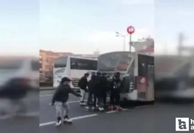 Ankara'da patenli gençlerin tehlikeli yolculuğu kameralara takıldı
