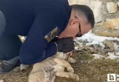 Yozgat’ta jandarma komutanı ölmek üzere olan yavru köpeği kurtardı