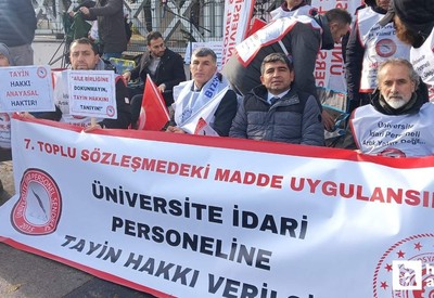 Ankara'da Çalışma Bakanlığı'nın önünde memurların 5 gün sürecek eylemi başladı