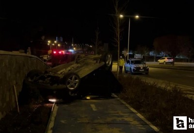 Yozgat'ta trafik kazası! Araç takla attı