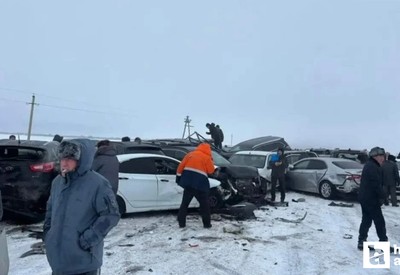 95 araç birbirine girdi! Kazakistan'da korkutan zincirleme kaza