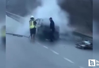Ankara'da seyir halinde alev alan araçta yangın çıktı