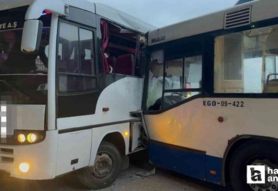 Akyurt'ta servis EGO otobüsü ile çarpıştı: Yaralılar var!