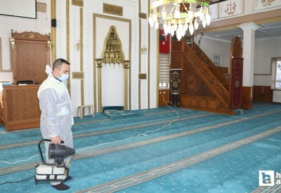 Çubuk'ta Ramazan temizliği: Camiler dezenfekte edildi
