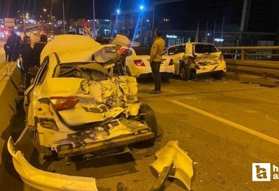 Yenimahalle'de zincirleme trafik kazasında 9 araç birbirine girdi