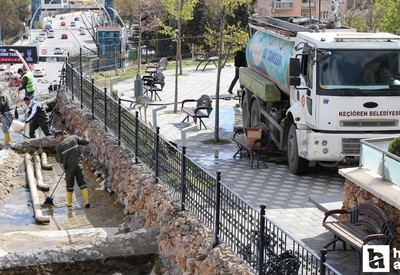 Keçiören Belediyesi Büyük Keçiören Şelalesinde temizlik mesaisine başladı