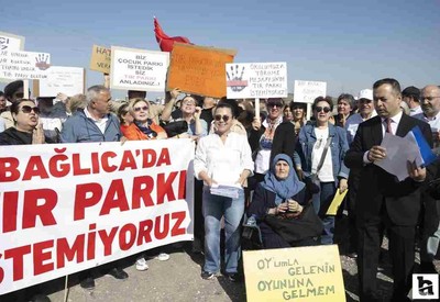 Vatandaşlar Etimesgut'ta kurulan tır parkını protesto etti