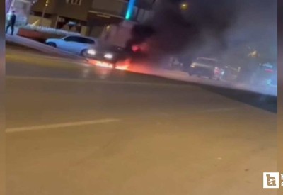 Elmadağ'da LPG'li araç önce patladı sonra yanmaya başladı