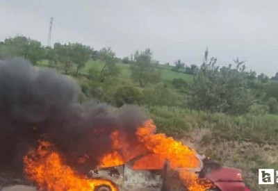 Akyurt'ta seyir halindeki araçta yangın çıktı