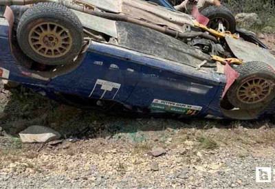 Beypazarı'nda Hitit Rallisi'ne katılan araç takla attı