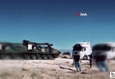 Ankara-Aksaray arasında yolda kalan yüklü tıra TSK'nın tankı yardım etti