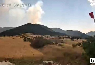 Çankırı-Kastamonu sınırındaki orman yangınının çıkış anı kamerada!