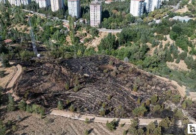 Çankaya Çiğdem Mahallesi'ndeki çalılık alanda çıkan yangın kısa sürede söndürüldü